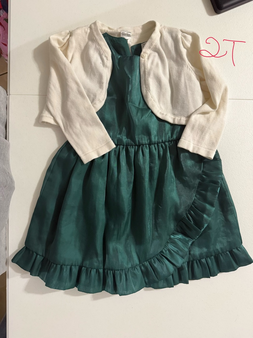 Carter's Green Dress with Cream Bolero